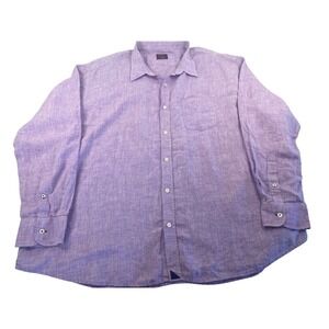 UNTUCKit Mens Lavender 100% Linen Button Down Shirt Long Sleeve Size XXXL Wide